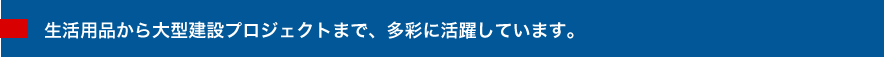 生活用品から大型建設プロジェクトまで、多彩に活躍しています。